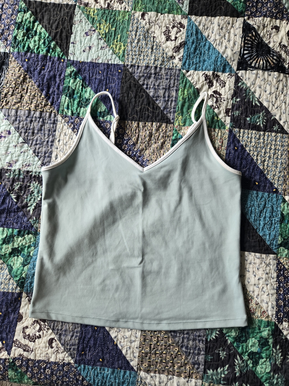 wild fable Light Blue and White V-Neck Tank Top